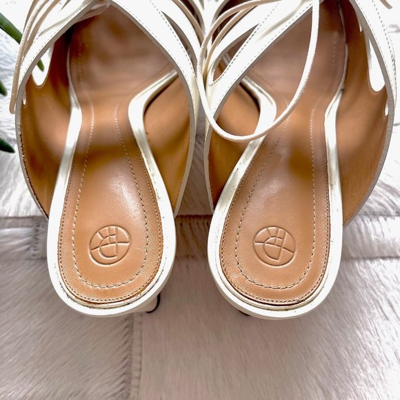 The Row Dixie Leather Lace-Up Mules in Pearl - Picture 10 of 12